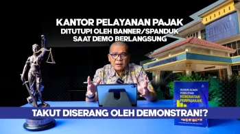 KANTOR PELAYANAN PAJAK (KPP) DITUTUPI BANNER/SPANDUK SAAT DEMO BERLANGSUNG
